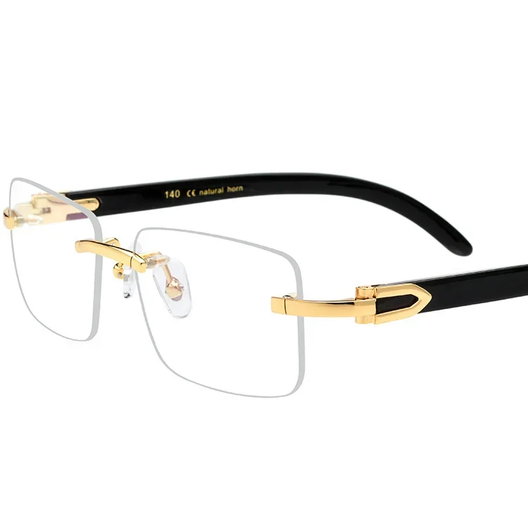 Luxury Designer Horn Rimless Business Men Prescription Myopia Optical Glasses Frame Factory Eyeglasses Horn Eyewear