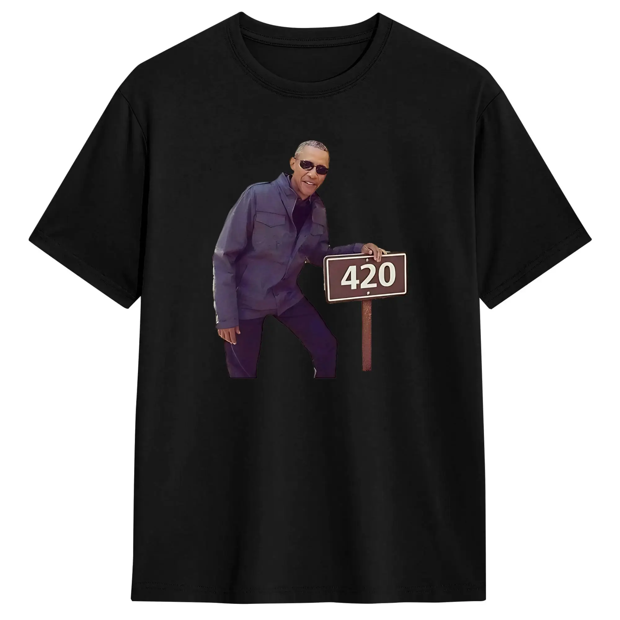 Мужские футболки Obama 420, футболка Crazy Tee, футболка с короткими рукавами и круглым вырезом, хлопковая одежда больших размеров