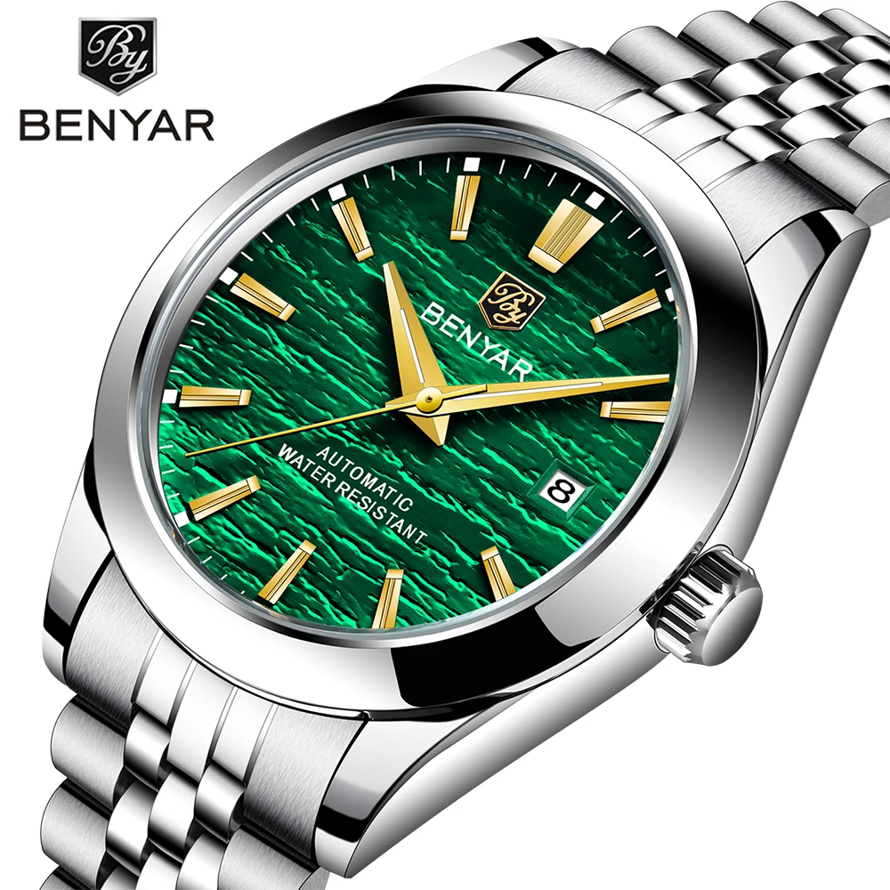 BENYAR 2024 New 40MM Men\'s Mechanical Watch 50M Waterproof Automatic Diving Watch Luxury Fashion Men\'s Stainless Steel Watch