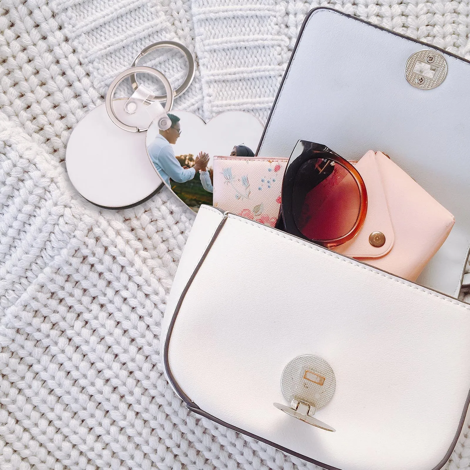 36pcs Keychain Kit Acrylic DIY Material Heat Transfer Blank Photo Accessories Sublimation Custom Jewelry Parts