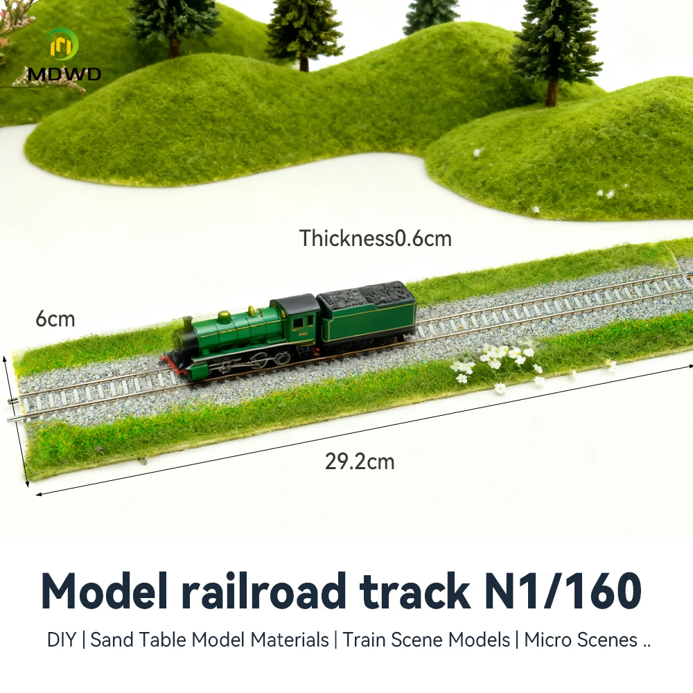 

1:160 N scale, track model, about 28cm long, stone road baseband simulation grass