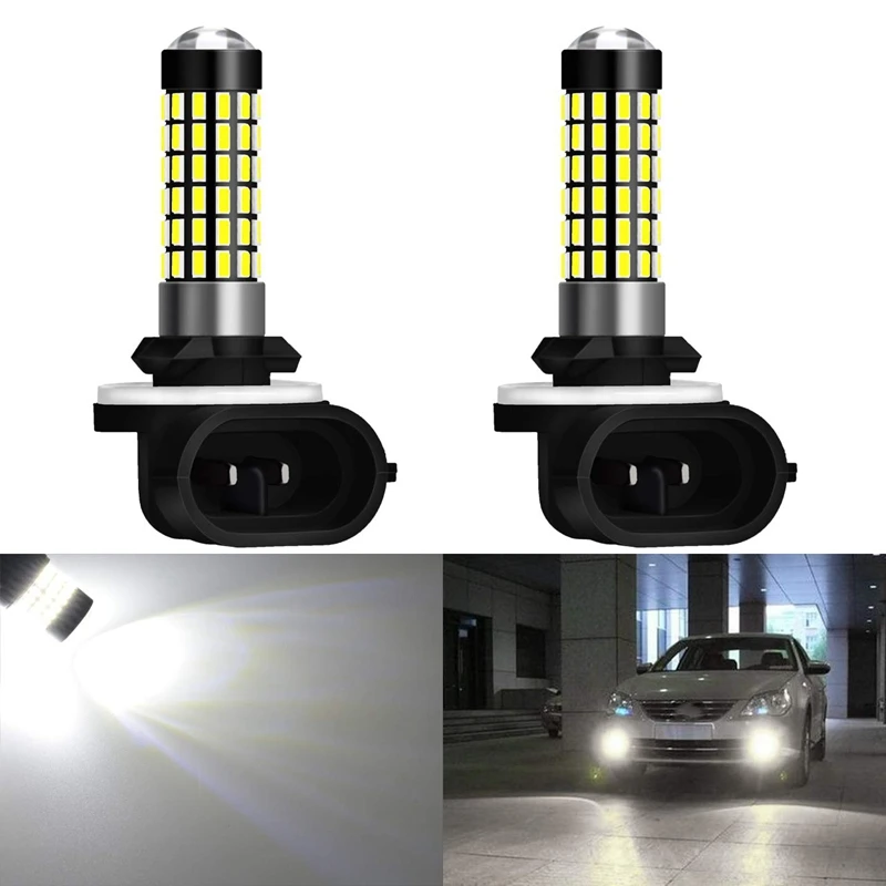 881 Led Light Bulb 900 Lumens H27 3014 78SMD Lens LED Bulbs For DRL Fog Lights,6000K Xenon White(Pack Of 2)