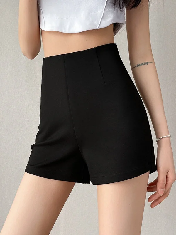 กางเกงขาสั้นเอวสูงทรงลำลองสำหรับผู้หญิง ฤดูใบไม้ร่วง ฤดูหนาว กระชับสัดส่วน ใส่เป็นเลกกิ้งหรือกางเกงขาสั้นก็ได้ ทรงตรง เซ็กซี่ ดีไซน์เก๋