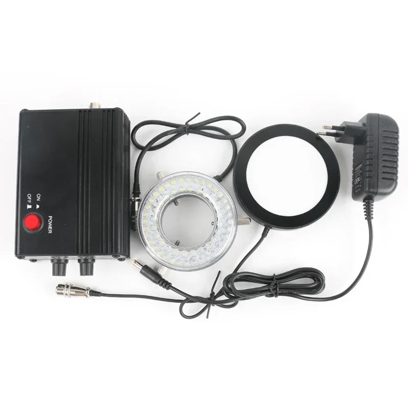 Adjustable Brightness Round Backplane Source 60 LED Ring Light for Binocular Trinocular Stereo Microscope Illumination