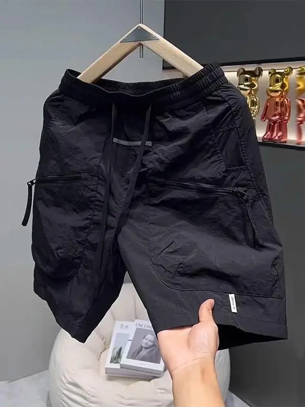 

High-End Summer New Men's Casual Workwear orts Loose Straight Leg Sport Five-Point Pants Youthful Vitali Sle Pure Color