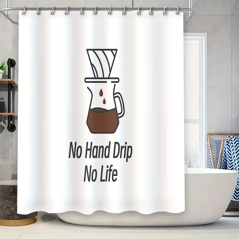 

Coffee Lover Shower Curtain Funny Cafe Decor Bathroom Set Washable Home Decor Gift Ideas