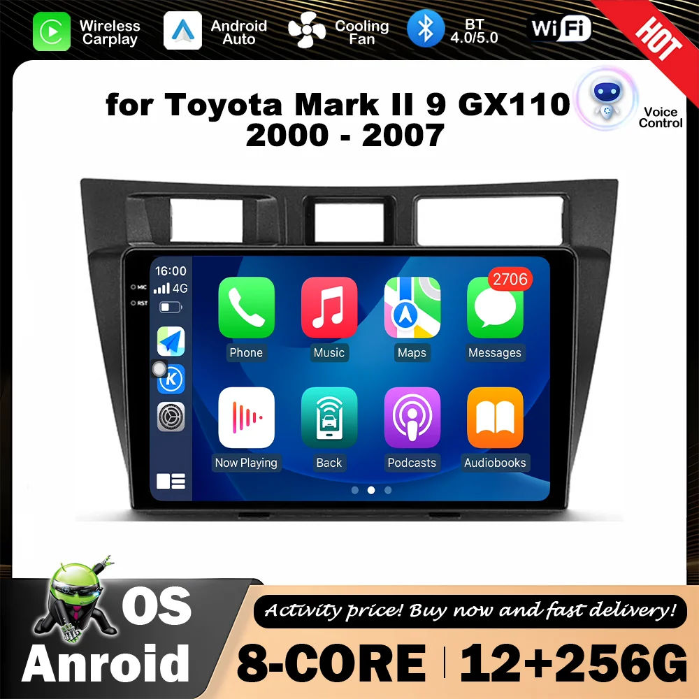 

9 '' Intelligent System for Toyota Mark II 9 GX110 2000 - 2007 Wireless Bluetooth Car Video Multimedia Player 4G GPS Navigation