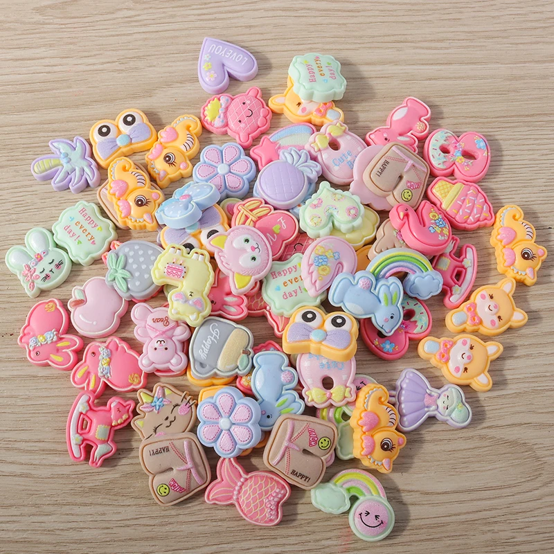 Tusember 15 Stück Niedliche Gemischte Tier-, Obst- und Blumen-Charms aus Acrylharz mit Flacher Rückseite für DIY Nagelkunst und Handyhüllen-Dekoration – Detail 6