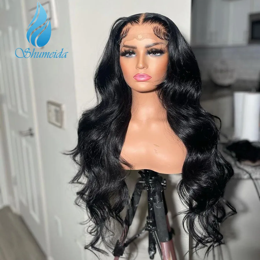 Shumeida Body Wave Peruvian Hair 360 Lace Wig with Baby Hair 150% Density Human Hair Wig by 360 Transaprent Lace Glueless Wigs