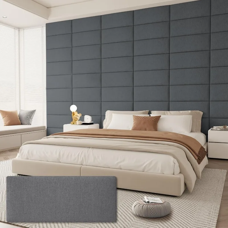 

Upholstered Headboard Queen Size, Wall Mounted Headboard, Peel and Stick Headboard, Soundproof Wall Panels, ( 9.84"x23.62")