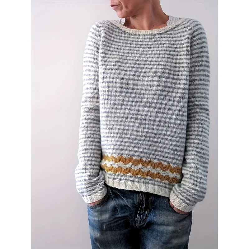 

Color Block Sweater Women's Overhead Knitted Sweater Spring 2026 Fashion Ladies Premium Clothing Cross-Border Item