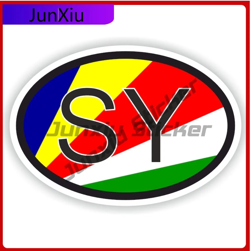 

SEYCHELLES Country Code SY Oval Sticker with National Flag Badge Sticker Scratch Cover Decals Decals Car Cover Waterproof Outdoo