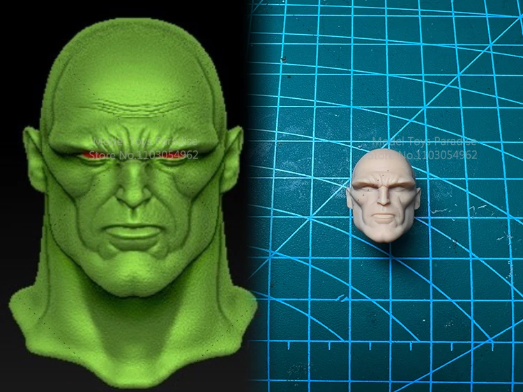 Unpainted Head Carving 1/12 Martian Manhunter Super Hero White Model Head Fit 6inch J'Onn J'Onzz Soldier Action Figure Body