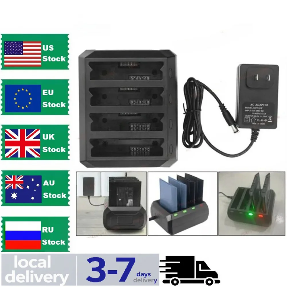 4-Slot Battery Charger Cradle w/ Adapter for Zebra Symbol TC51 TC56 TC52 TC57