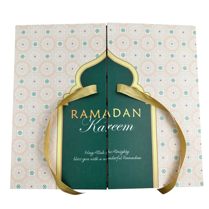 2025customized.Customized Ramadan 30 Days Advent Calendar Box Packaging Paper Magnet Box With Ribbon