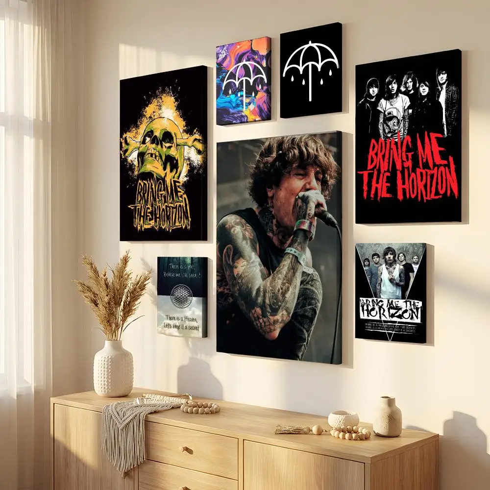 Rock Band B-Bring Me The H-Horizon Framed Wall Painting Framed Canvas Wall Art Waterproof Wall Decor For Living Room Bedroom