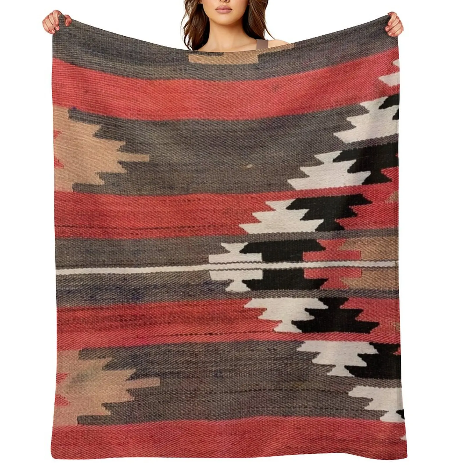 

Geometric Vintage Turkish Kilim, Navaho Weave, Woven Aztec Textile, Kelim Throw Blanket Sofa Throw Soft bed plaid Blankets