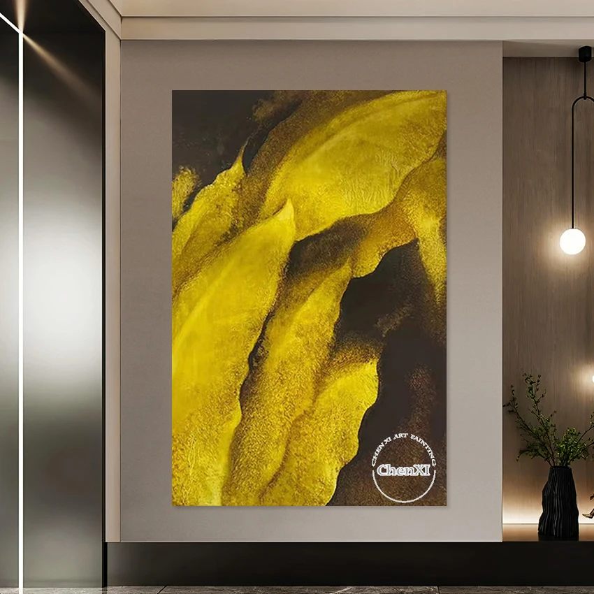 عمل فني للمكتب من القماش، تصميم فني للمناظر الطبيعية التجريدية للنباتات، صورة جدارية مصنوعة يدويًا، بدون إطار، لوحات الانطباعات الفنية