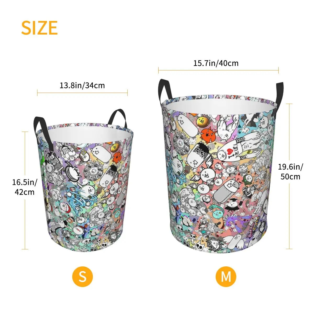 전투 고양이 접이식 세탁 바구니 더러운 옷 장난감 잡화 보관 바구니 홈 어린이를위한 대형 방수 상자