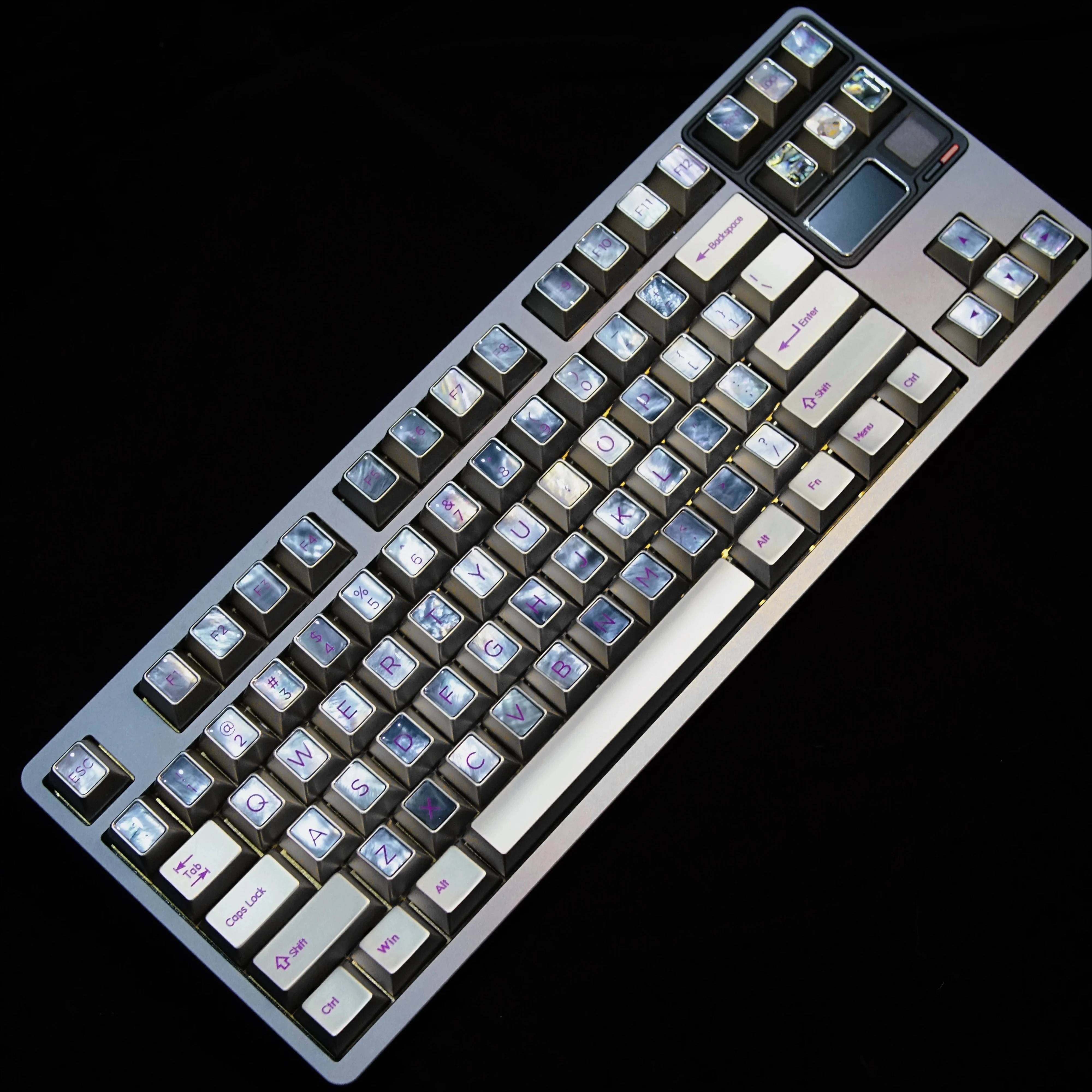 juego-de-teclas-metalicas-plateadas-con-perlas-coloridas-perfil-cherry-de-aluminio-teclas-personalizadas-hechas-a-mano-para-teclado-mecanico