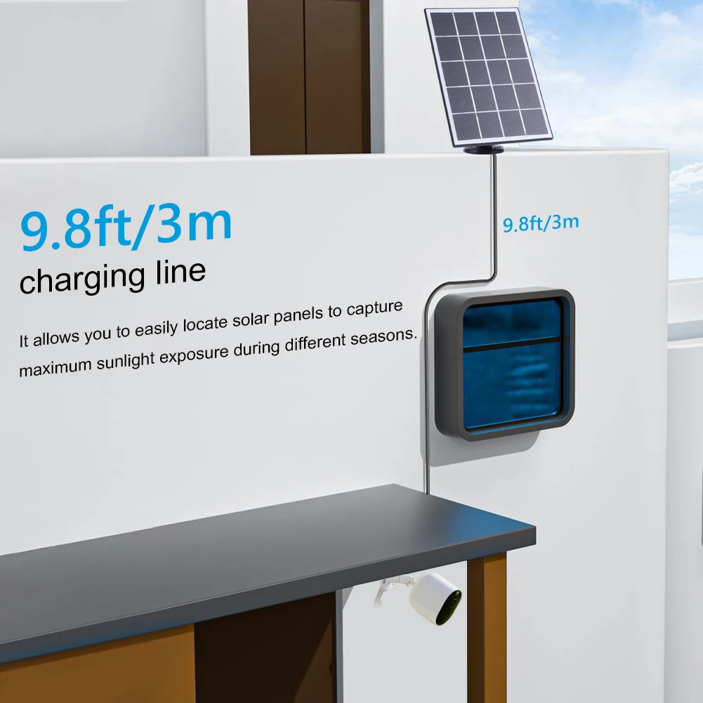 5V 10W Solar Panel Charger IP65 Waterproof Solar Charging Panel 360°Adjustable Wall Mount for Arlo Ultra for Arlo Pro 5S/4/3 view 4