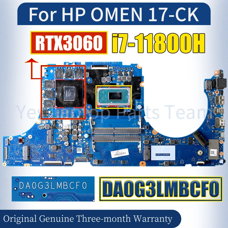 DA0G3LMBCF0 For HP OMEN 17-CK Laptop Mainboard M57133-601 SRKT3 i7-11800H RTX3060 GN20-E3-A1 Notebook Motherboard