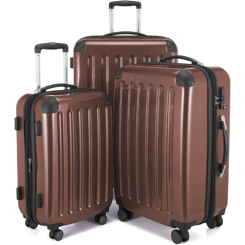 

HAUPTSTADTKOFFER - Alex - Set of 3 Hard-side Luggages Trolley Suitces Expandable, TSA, (S, M & L), brown