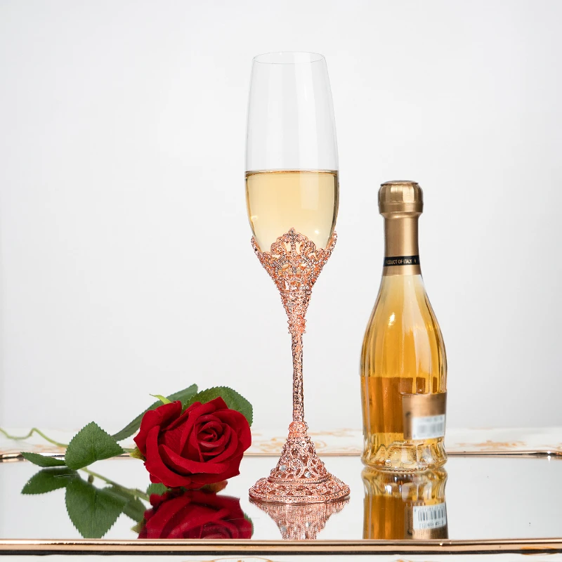 Creative Home Sparkling Glass Tall Vintage Premium Champagne Glass Crystal Glass Wine Set Gift Set High Appearance Level