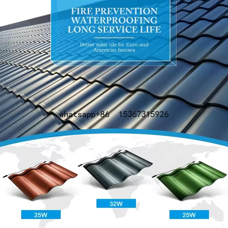 BIPV Black 30KW 50KW 80KW Solar Roof Tiles  Pv Curved Tiles Hantile Monocrystallinesilicon Solar Roof Tiles Solar Shingles