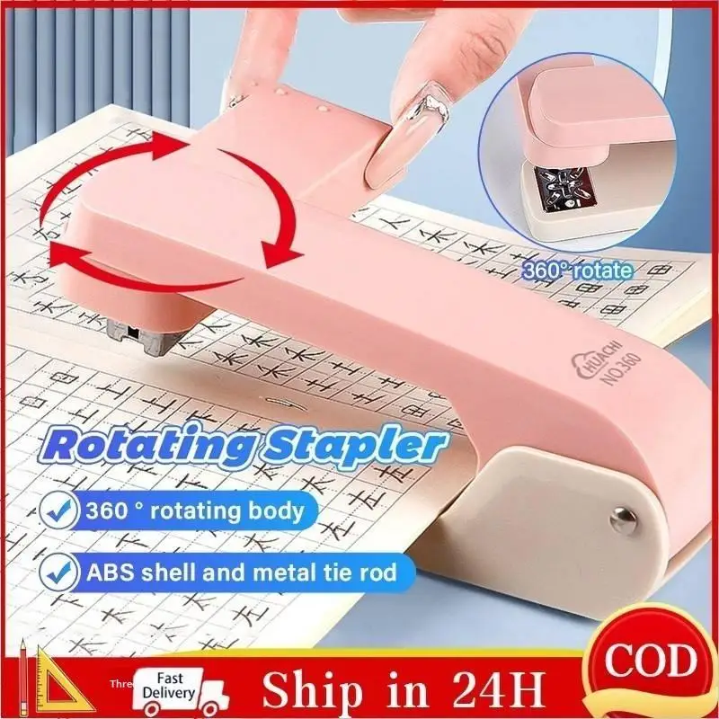 360 Stapler Rotation Heavy Duty Stapler Compatible Effortless Long Paper Swivel Stapler 24/6 Staples