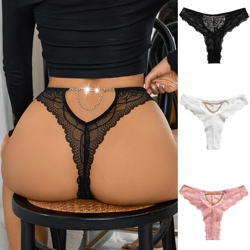 

2PCS Sexy Lace Cotton High Quality Mid-waist Women Thong Comfortable Black White Thin Female Beautiful Girls Panties