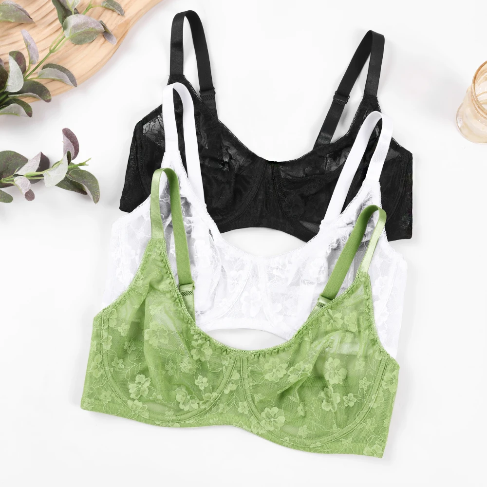 

Sexy Lace Bras For Women Unlined Underwire Bra See Through Underwear Embroidery Floral Lingerie Tops Brassiere BH