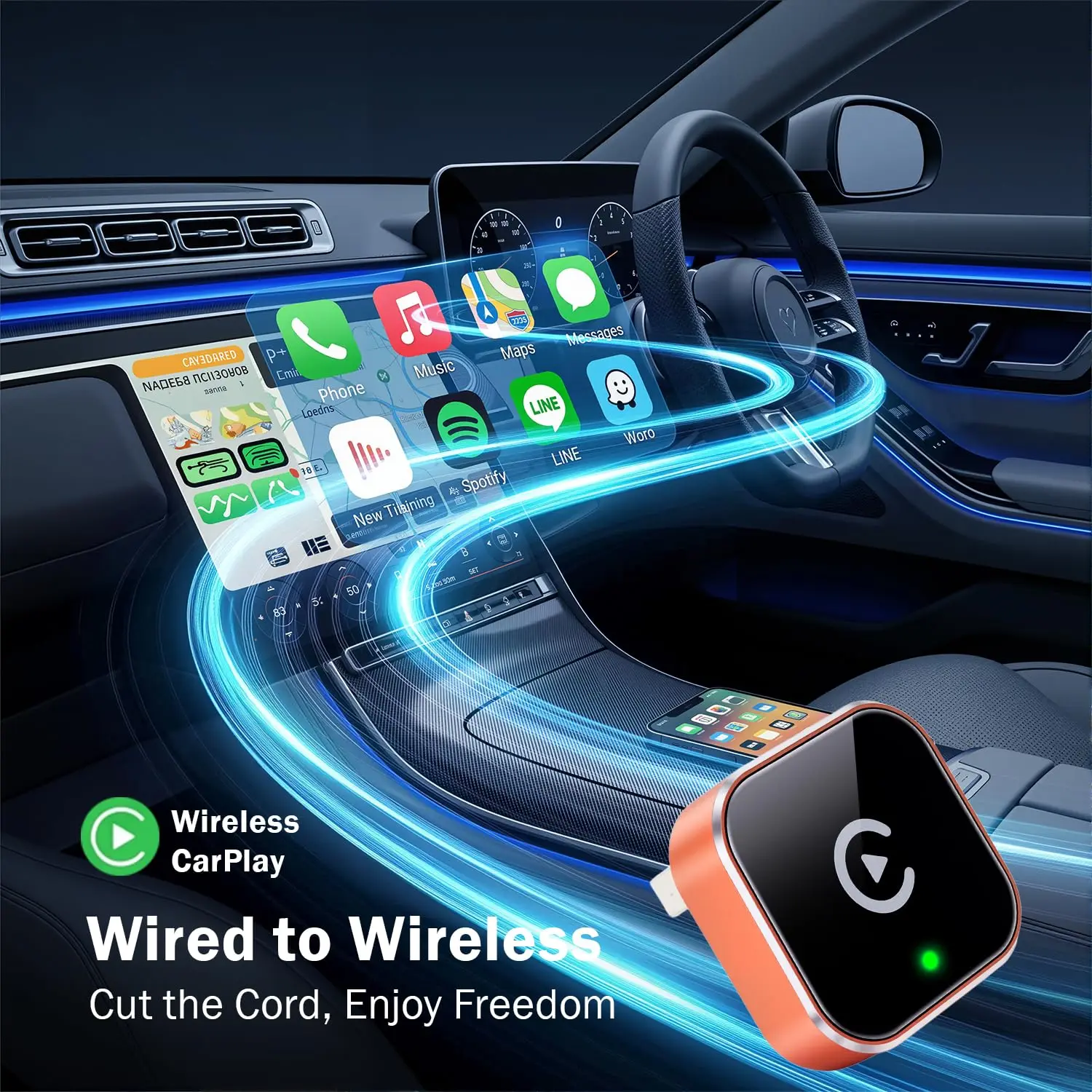 2026 Wireless CarPlay Android Auto Adapter 2-in-1 Mini USB-A/C Dongle for iPhone Android Plug & Play Fast Reconnect Low Latency