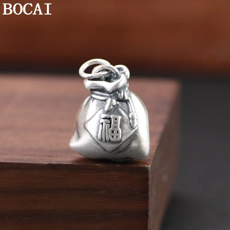 bocai-s925-シルバー-レトロアート-3d-デザイン-マネーバッグ-レディース-ペンダント