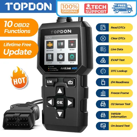 TOPDON AL400 OBD2 Scanner Diagnostic Tool Code Reader Clear Artilink400 Car Repair Tools  Full OBDII Code Reader Car Scanner with DTC Lookup Diagnostic Scanner for DIYers Lifetime Update