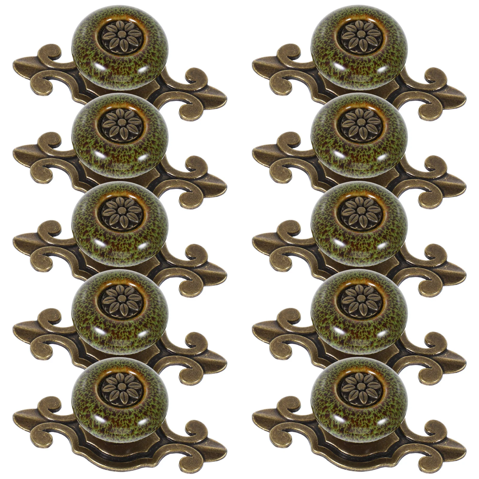 

10Pcs Vintage Glass Pumpkin Cabinet Knobs Unique Ethnic Design Easy Install Decorative Drawer Pulls for Kitchen Wardrobe