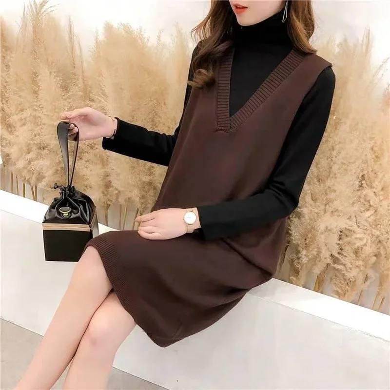 

Women Cashmere Knitted Pullovers Vest Long Waistcoats Korean New Autumn Winter Sweater Vests Slim Sleeveless Casual Female