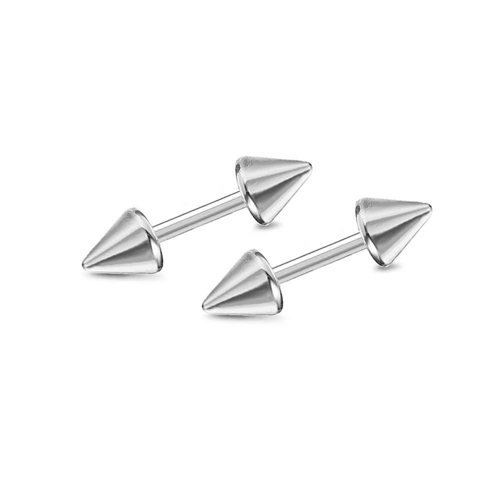 2Pcs 16G Spike Eyebrow Piercing Jewelry Curved Barbell Vertical Tongue Lip Rings Spike Tragus Helix Earrings Rook for Women Men view 6