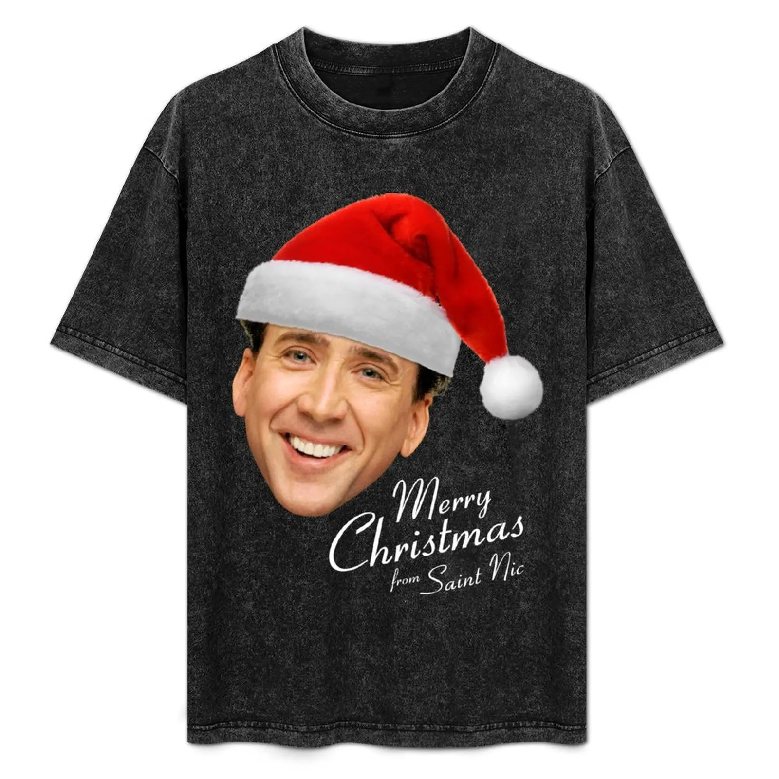 

Merry Christmas from St Nic-olas Cage T-Shirt Active Sports Short Sleeve Cotton Shirt