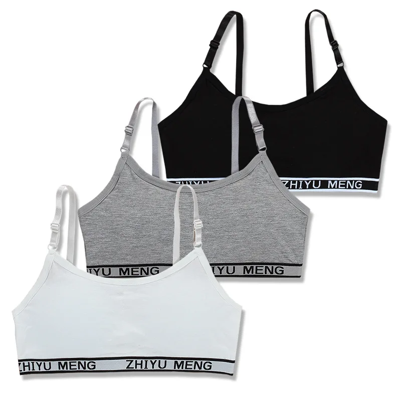 2PC Girls Sports Bra Puberty Underwear Wireless Teenager Sport Cotton Crop Top 8-14Years