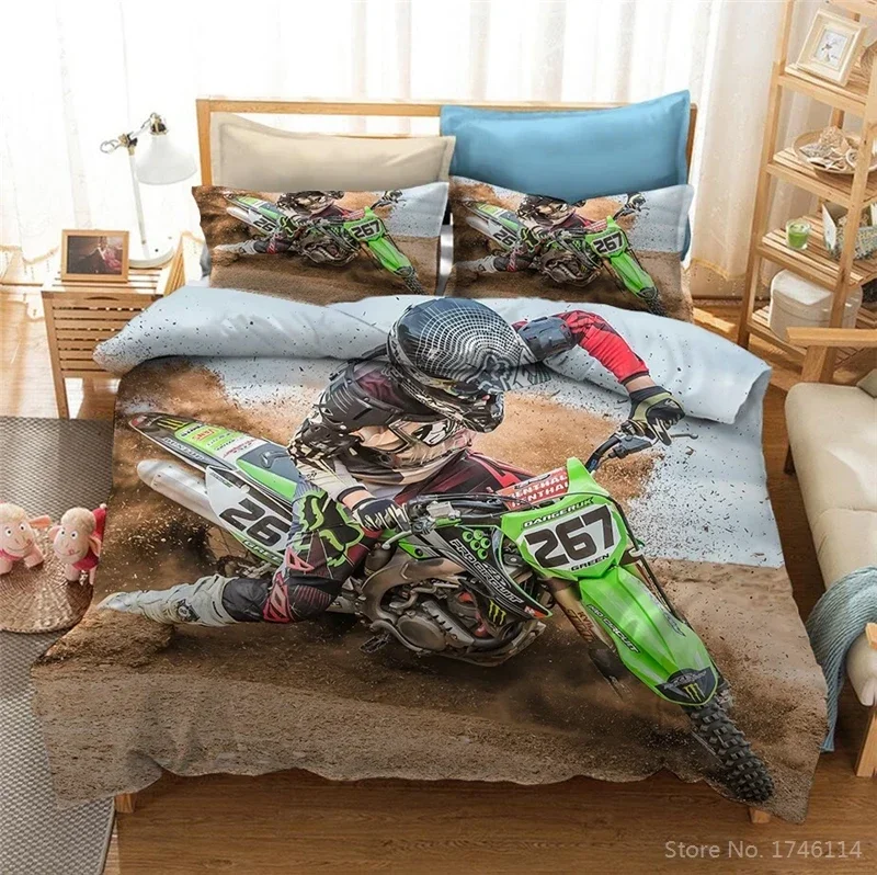 Motocross Racing 3D Printed Duvet Cover Set Motorcycle Bed Linens Twin Full Queen King Size Bedding Set Bedclothes Home Textile