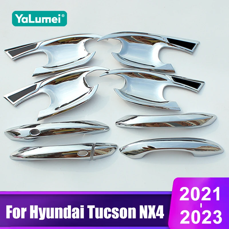 

For Hyundai Tucson NX4 2021 2022 2023 Hybrid N Line ABS Carbon Car Door Handle Bowl Cover Trim Accessories