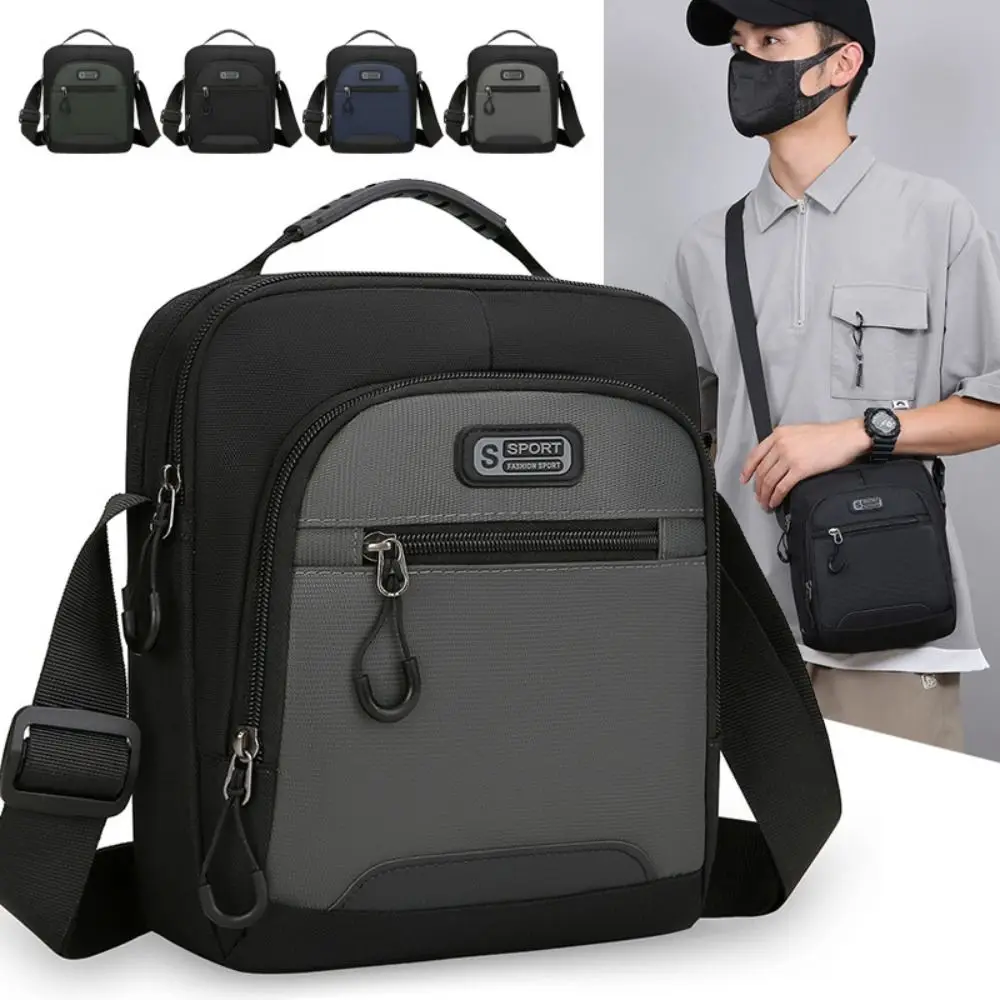 

All-Match OX Cloth Men Shoulder Bag Multifunction Solid Color Message Bag All-match Zipper Crossbody Bag Travel