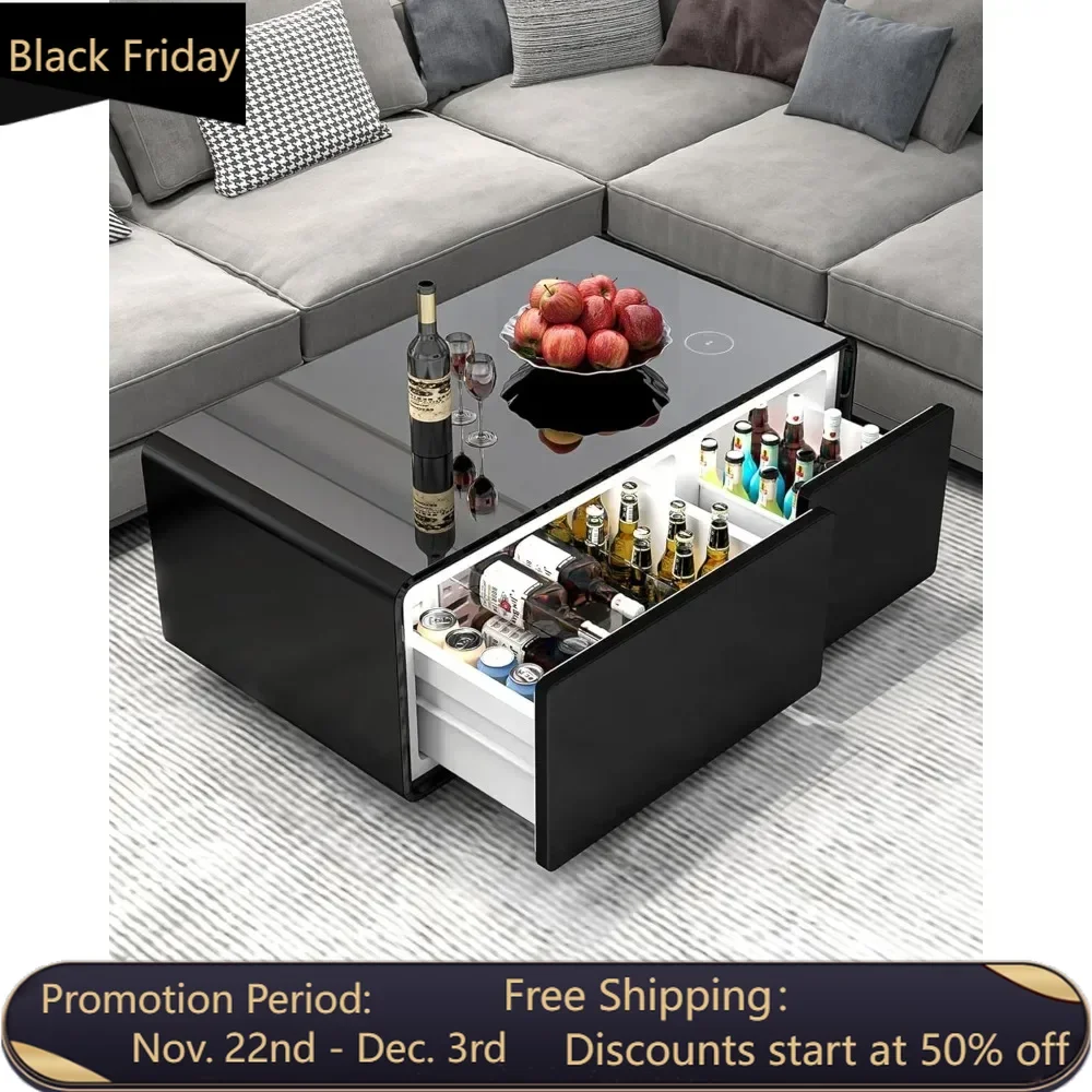 Smart Coffee Table, Living Room Table with Built in Fridge, 23