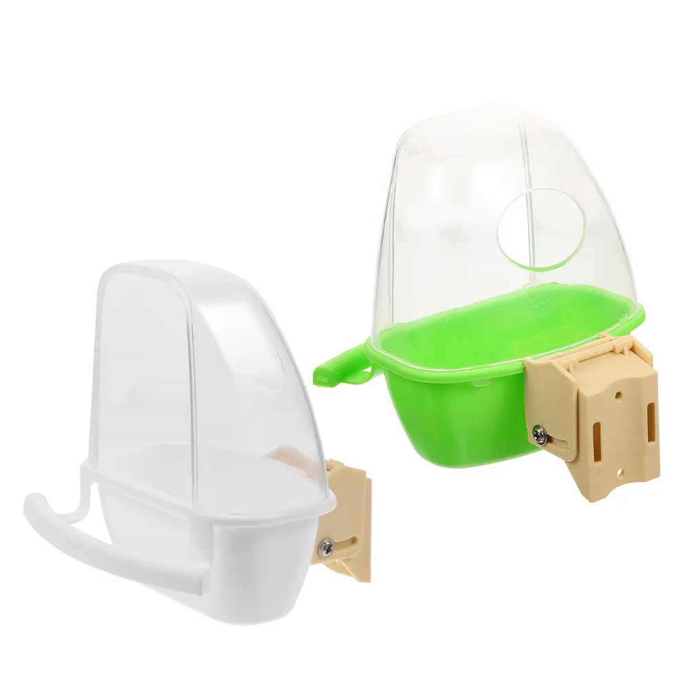 

2 Pcs Bird Food Cup Cage Feeding Cups Feeders for Outdoors to Cages Hanging Abs Holder