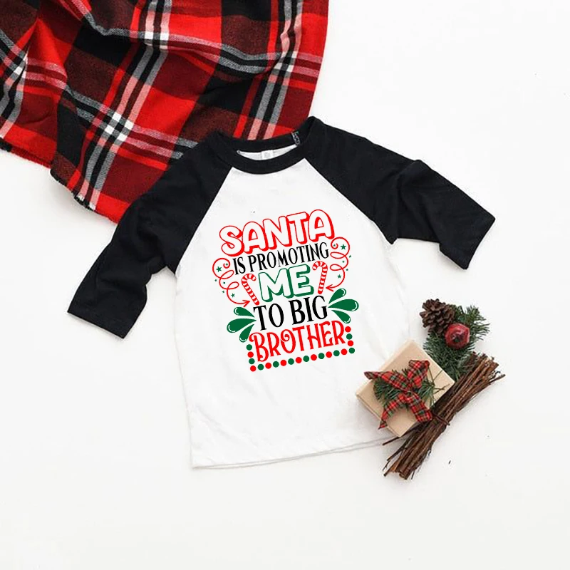 Santa Is Promoting Me To Big Sister/Big Brother Kids T Shirt Pregnancy Announcement Christmas Big Brother/sister Holiday Shirts