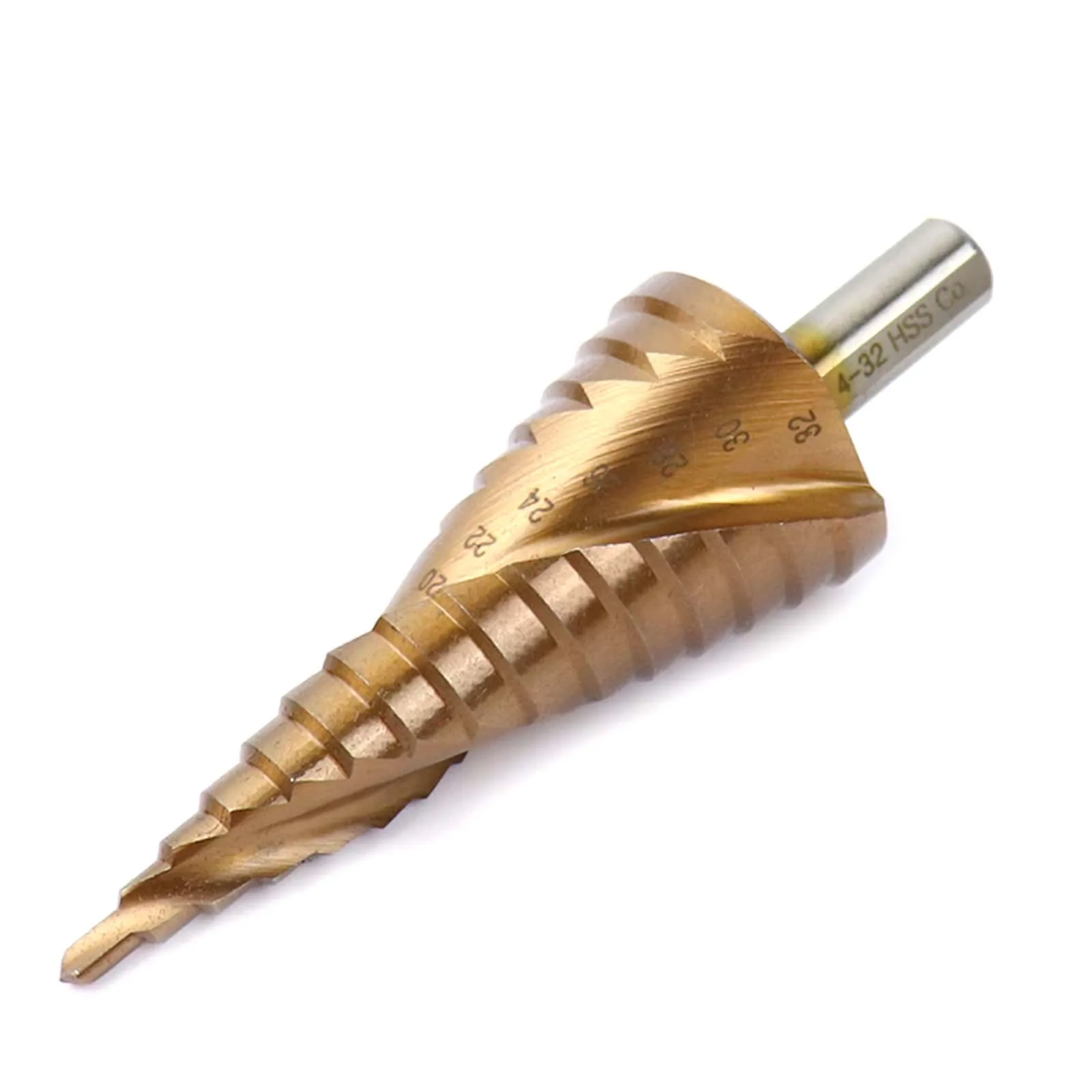 

4-12mm/20mm/32mm HSS Titanium Spiral Groove Step Drill Bits, Triangular Handle Step Metal Drilling Bits