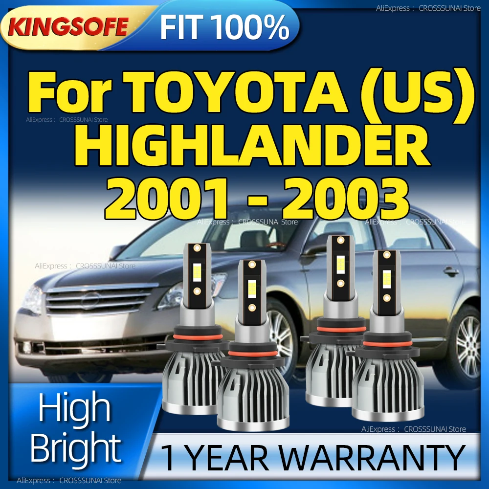 

2/4Pcs LED Headlight High Power 180W CSP Chip Turbo Lamp HB3 HB4 6000K Car Light For TOYOTA (US) HIGHLANDER 2001 2002 2003