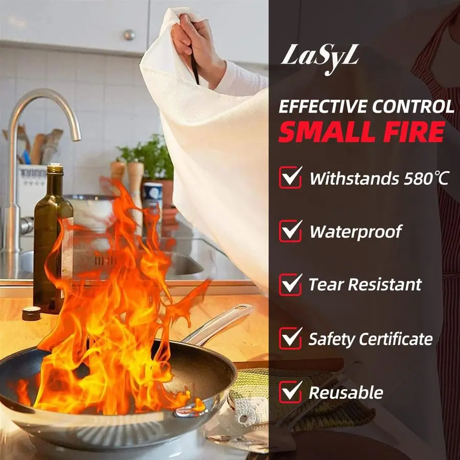 بطانية الطوارئ للمنزل، 40 × 40 عبوة من 6 قطع، بطانية قمع الحريق جيدة للسلامة المنزلية والمطبخ والتخييم، الإعصار بريبا #2