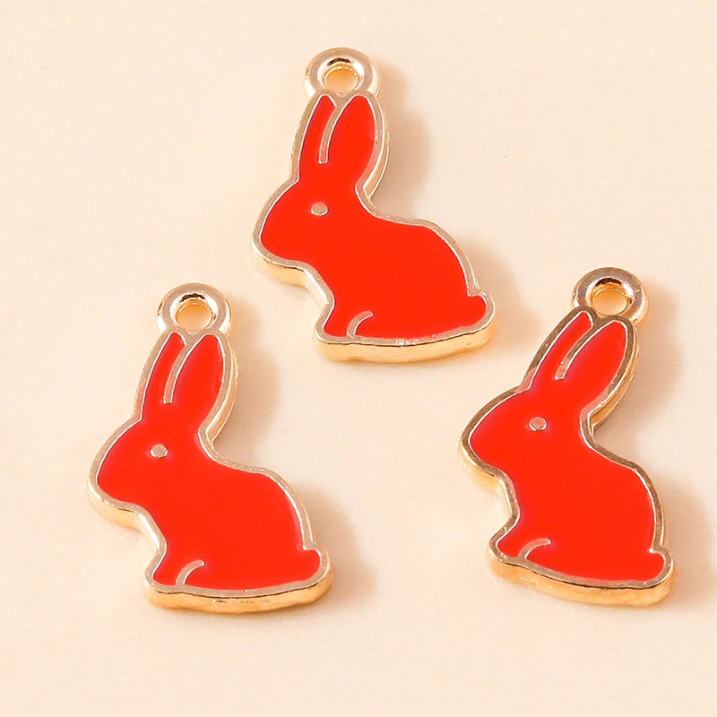 10pcs Enamel Mini Rabbit Charms for DIY Jewelry Making